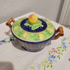 Vintage Japan Marutomoware 4" Ceramic Basket Sugar Bowl Jam Jelly Jar Box repair